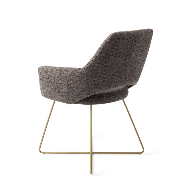 Jesper Home Yanai Eetkamerstoel - Amazing Grey, Cross Gold