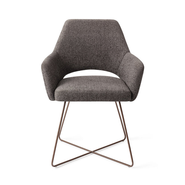 Jesper Home Yanai Eetkamerstoel - Amazing Grey, Cross Rose Gold