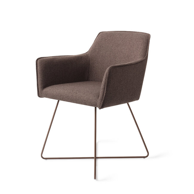 Jesper Home Hofu Eetkamerstoel - Potters Clay, Cross Rose Gold