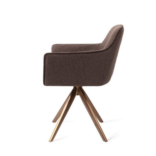 Jesper Home Hofu Eetkamerstoel - Potters Clay, Turn Rose Gold