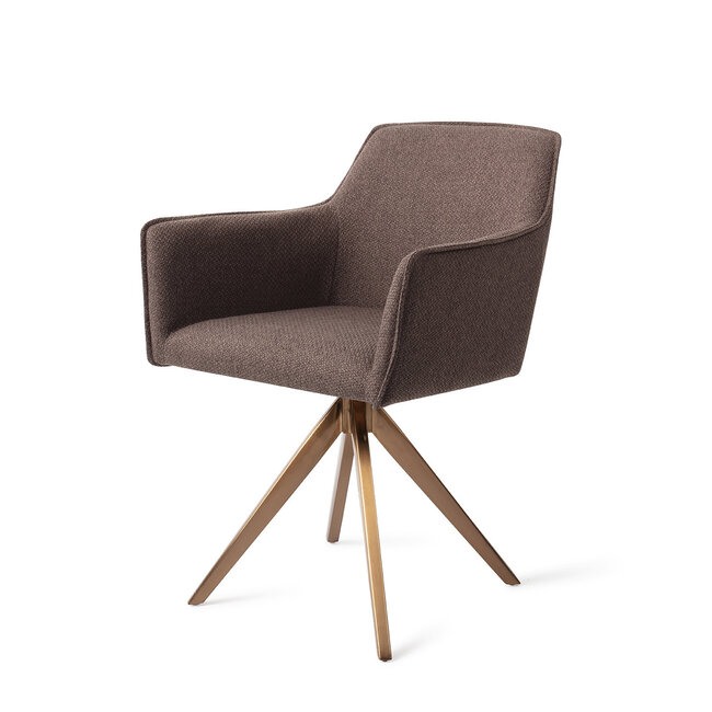 Jesper Home Hofu Eetkamerstoel - Potters Clay, Turn Rose Gold