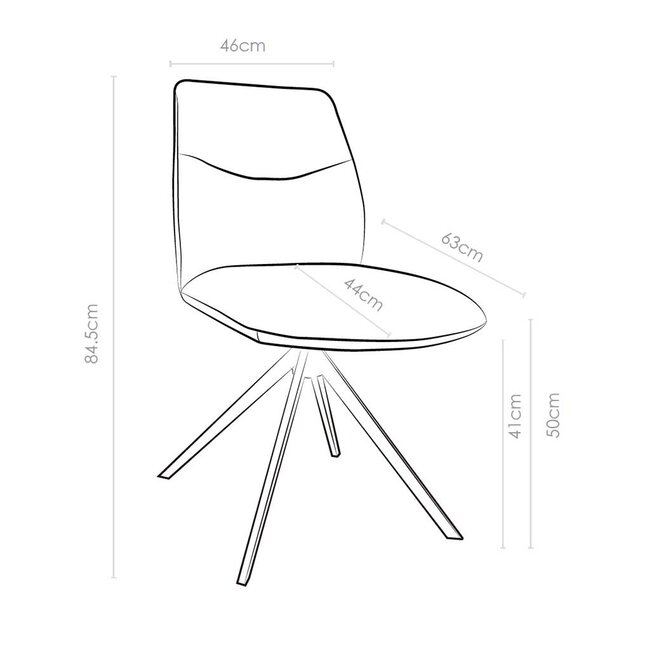 Eetkamerstoel Fiora zonder armleuning - Sneak Grey 65 x Bull Antracite 67