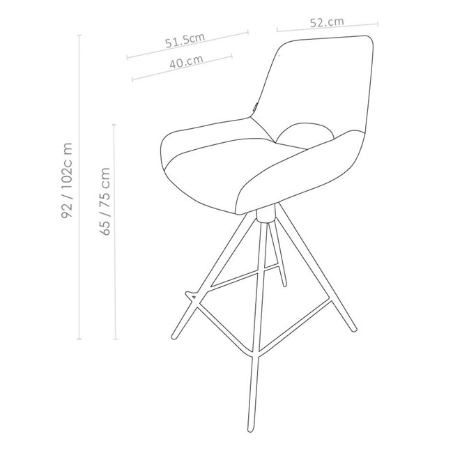 Barkruk Modena - Sneak Grey 65 x Bull Antracite 67 | 65cm
