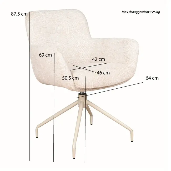 Eetkamerstoel  Helsinki  | Be Fine Cream 11 - Turn