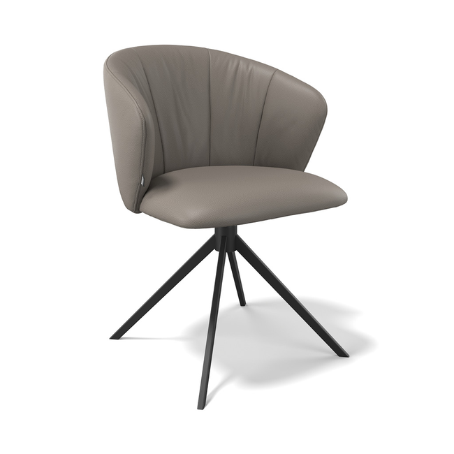 Eetkamerstoel Bianco - Smog Leer  - Turn Black