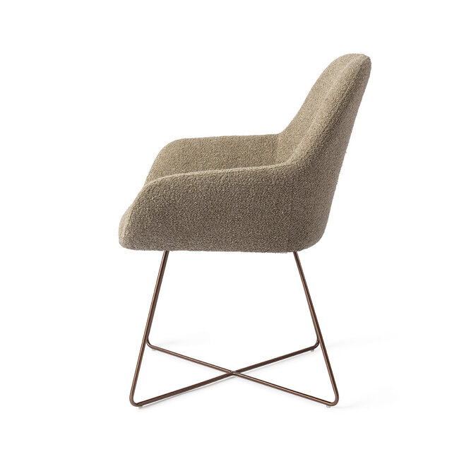 Jesper Home Kushi Moss Meadow Eetkamerstoel - Cross Rose Gold