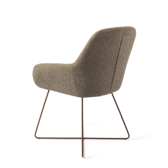 Jesper Home Kushi Moss Meadow Eetkamerstoel - Cross Rose Gold