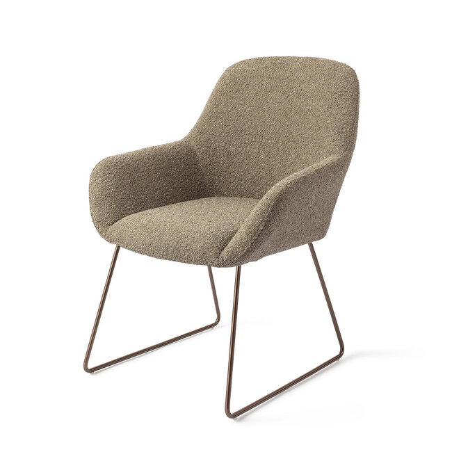 Jesper Home Kushi Moss Meadow Eetkamerstoel - Slide Rose Gold