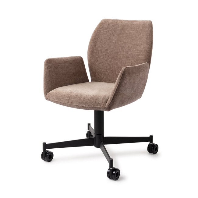 Jesper Home Misaki Mocha Mist Eetkamerstoel - Caster Black