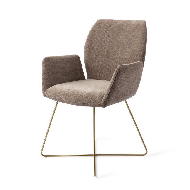 Jesper Home Misaki Mocha Mist Eetkamerstoel - Cross Gold