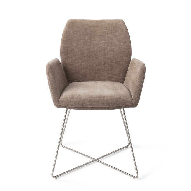 Jesper Home Misaki Mocha Mist Eetkamerstoel - Cross Steel