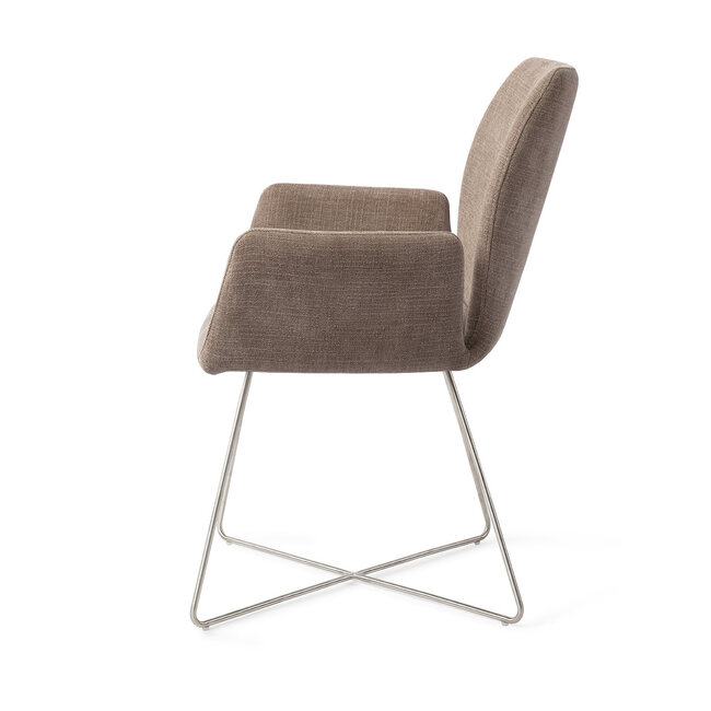 Jesper Home Misaki Mocha Mist Eetkamerstoel - Cross Steel