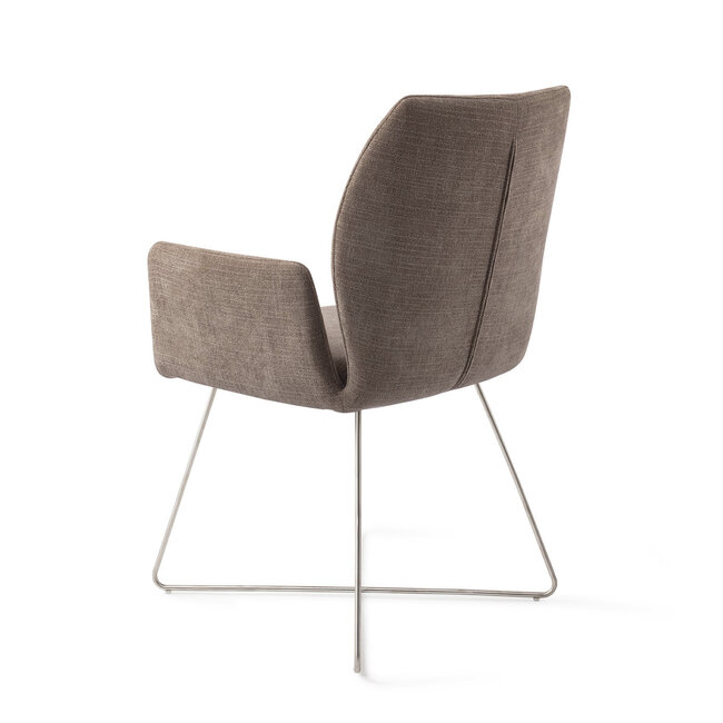 Jesper Home Misaki Mocha Mist Eetkamerstoel - Cross Steel