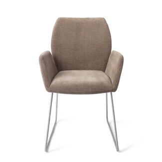 Jesper Home Misaki Mocha Mist Eetkamerstoel - Slide Steel