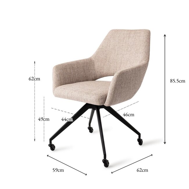 Jesper Home Yanai Biscuit Beach Eetkamerstoel - Glide Black