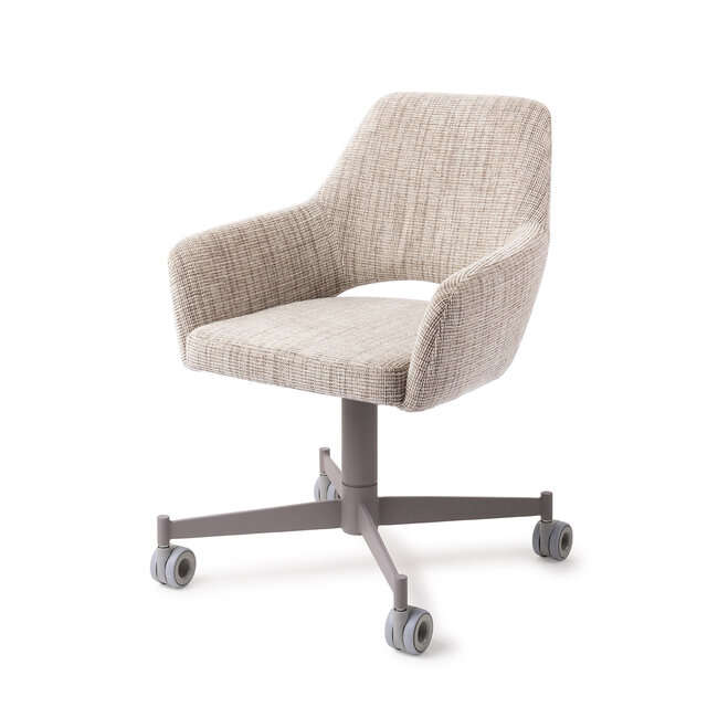 Jesper Home Yanai Caramel Grid Eetkamerstoel - Caster Grey