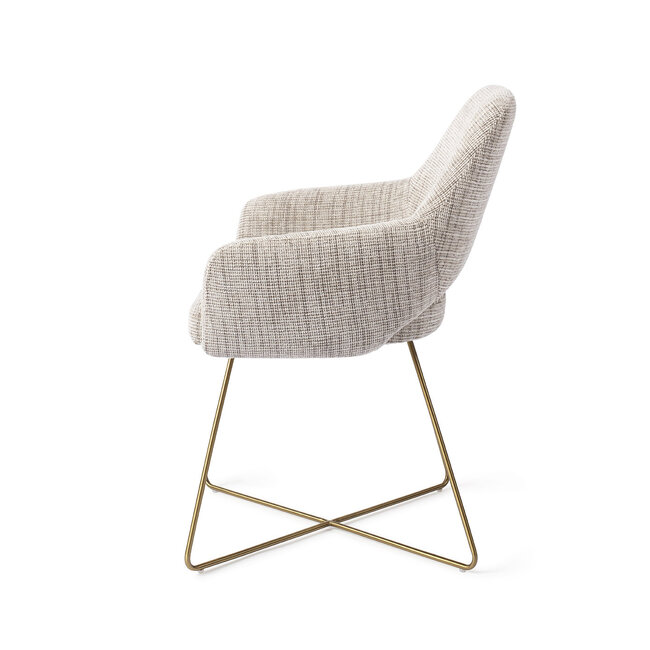Jesper Home Yanai Caramel Grid Eetkamerstoel - Cross Gold