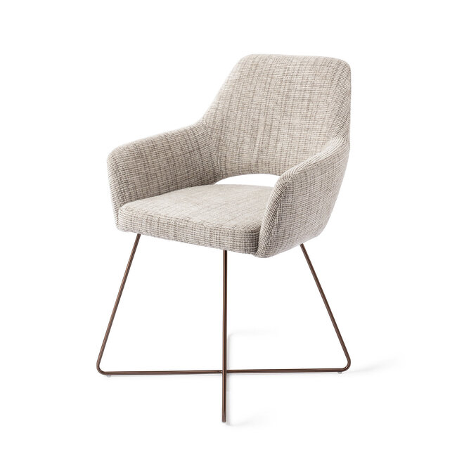 Jesper Home Yanai Caramel Grid Eetkamerstoel - Cross Rose