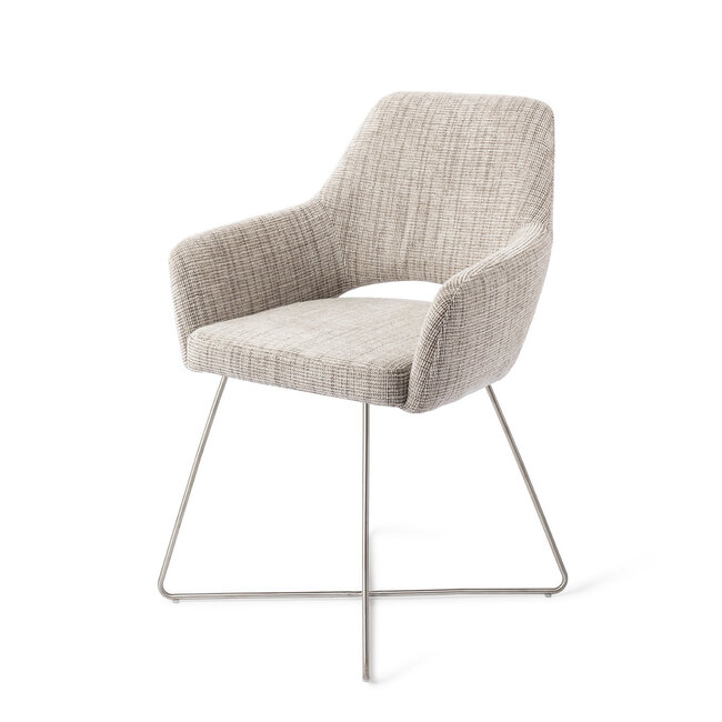 Jesper Home Yanai Caramel Grid Eetkamerstoel - Cross Steel