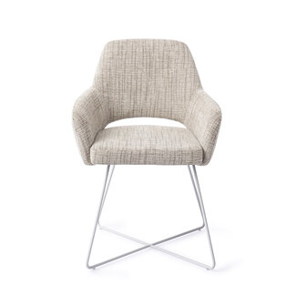 Jesper Home Yanai Caramel Grid Eetkamerstoel - Cross White