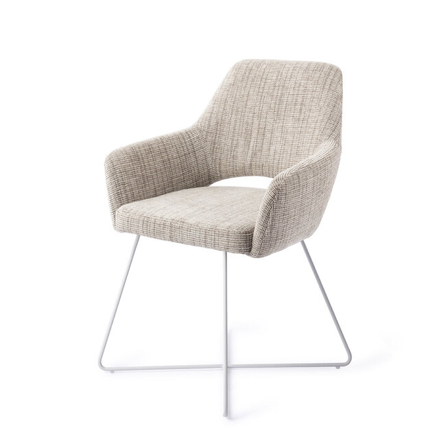 Jesper Home Yanai Caramel Grid Eetkamerstoel - Cross White
