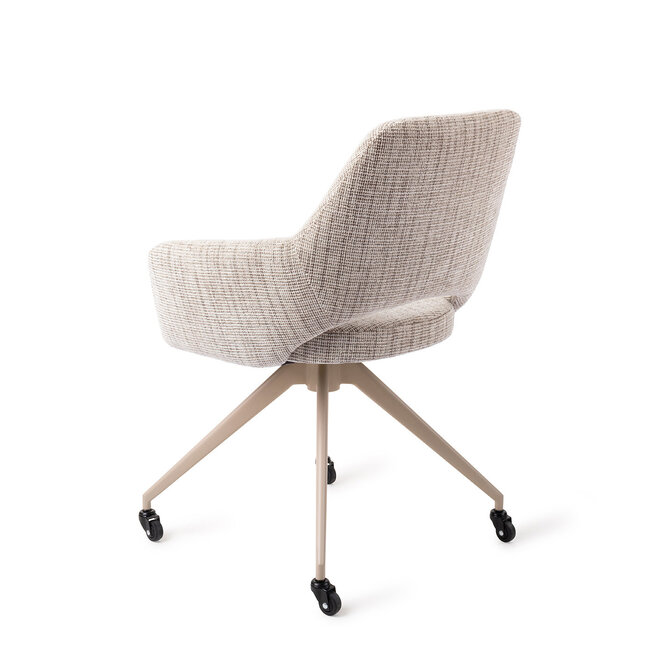 Jesper Home Yanai Caramel Grid Eetkamerstoel - Glide Beige