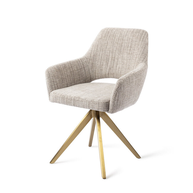 Jesper Home Yanai Caramel Grid Eetkamerstoel - Turn Gold