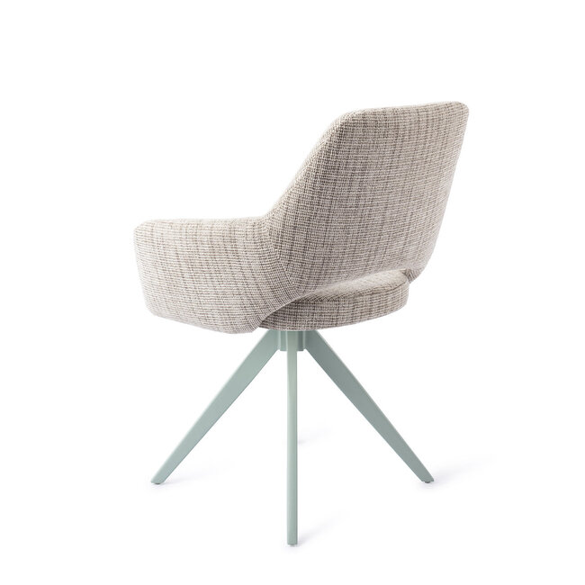 Jesper Home Yanai Caramel Grid Eetkamerstoel - Turn Mint