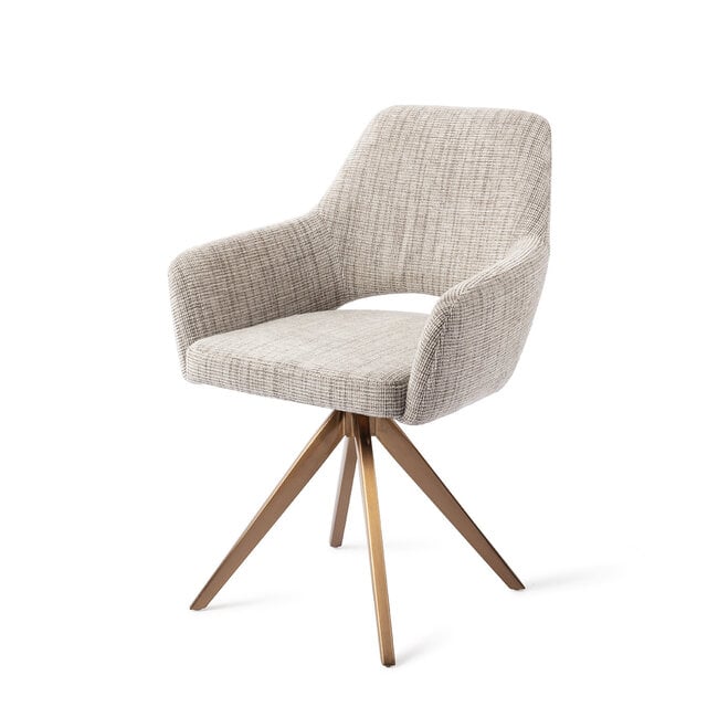 Jesper Home Yanai Caramel Grid Eetkamerstoel - Turn Rose