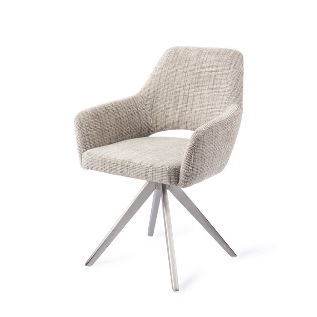 Jesper Home Yanai Caramel Grid Eetkamerstoel - Turn Steel