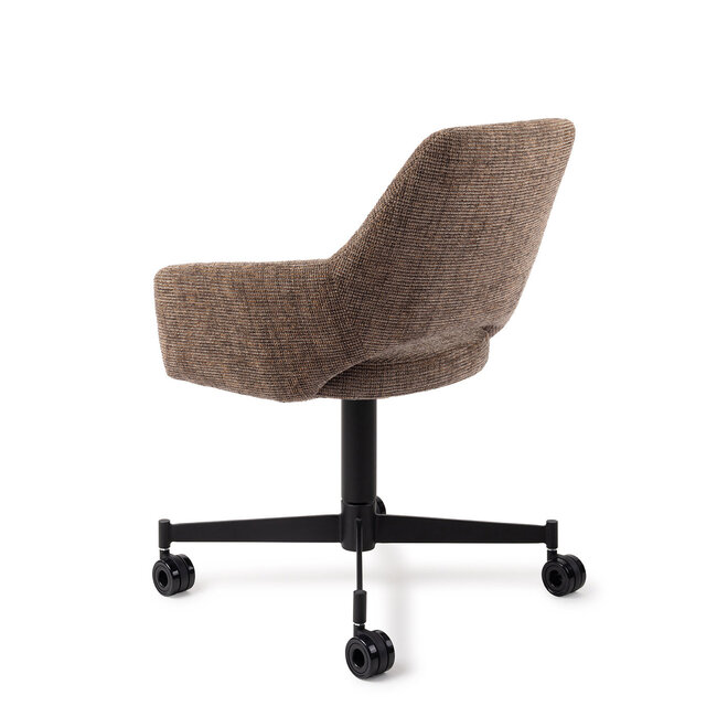 Jesper Home Yanai Checked Chestnut Eetkamerstoel - Caster Black