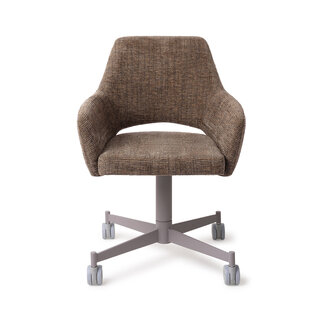 Jesper Home Yanai Checked Chestnut Eetkamerstoel - Caster Grey