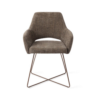 Jesper Home Yanai Checked Chestnut Eetkamerstoel - Cross Rose