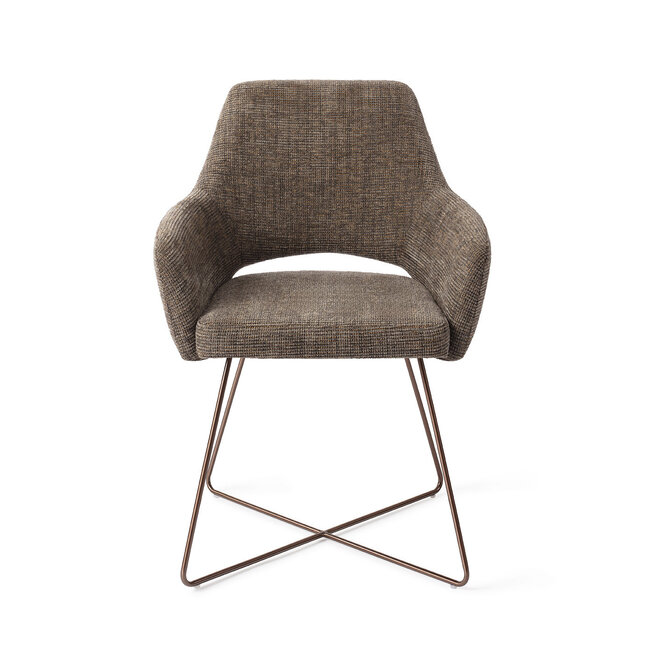 Jesper Home Yanai Checked Chestnut Eetkamerstoel - Cross Rose