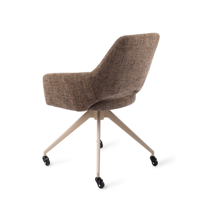 Jesper Home Yanai Checked Chestnut Eetkamerstoel - Glide Beige