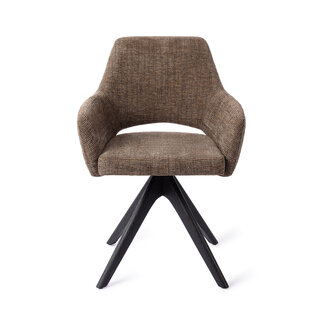 Jesper Home Yanai Checked Chestnut Eetkamerstoel - Revolve Oak Black