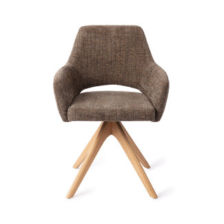 Jesper Home Yanai Checked Chestnut Eetkamerstoel - Revolve Oak Natural