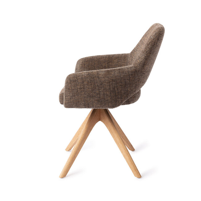 Jesper Home Yanai Checked Chestnut Eetkamerstoel - Revolve Oak Natural