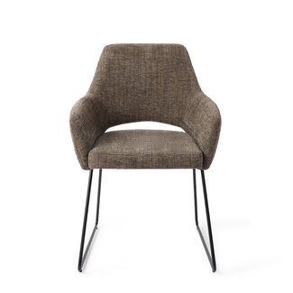 Jesper Home Yanai Checked Chestnut Eetkamerstoel - Slide Black