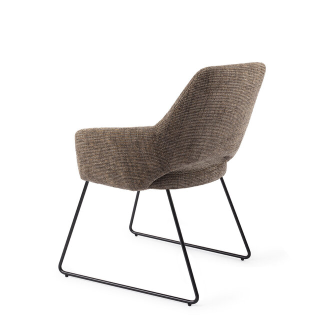 Jesper Home Yanai Checked Chestnut Eetkamerstoel - Slide Black