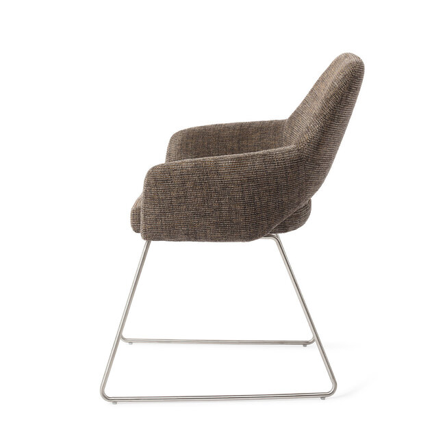 Jesper Home Yanai Checked Chestnut Eetkamerstoel - Slide Steel