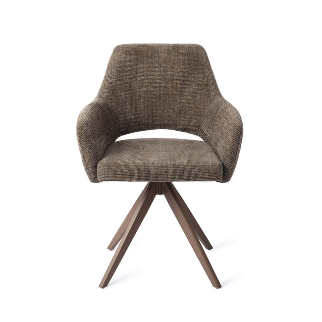 Jesper Home Yanai Checked Chestnut Eetkamerstoel - Turn Brown
