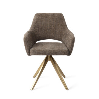 Jesper Home Yanai Checked Chestnut Eetkamerstoel - Turn Gold