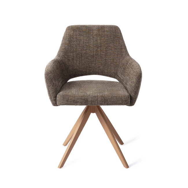 Jesper Home Yanai Checked Chestnut Eetkamerstoel - Turn Peach