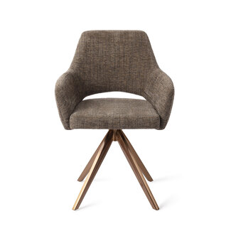 Jesper Home Yanai Checked Chestnut Eetkamerstoel - Turn Rose