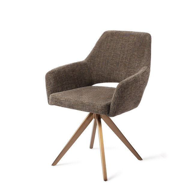 Jesper Home Yanai Checked Chestnut Eetkamerstoel - Turn Rose