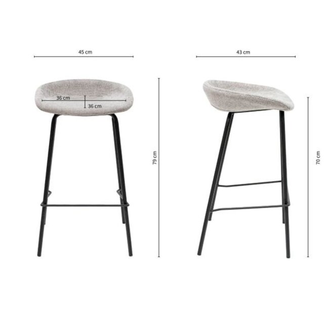 Kick Collection Barkruk Riga - Laag - Grijs