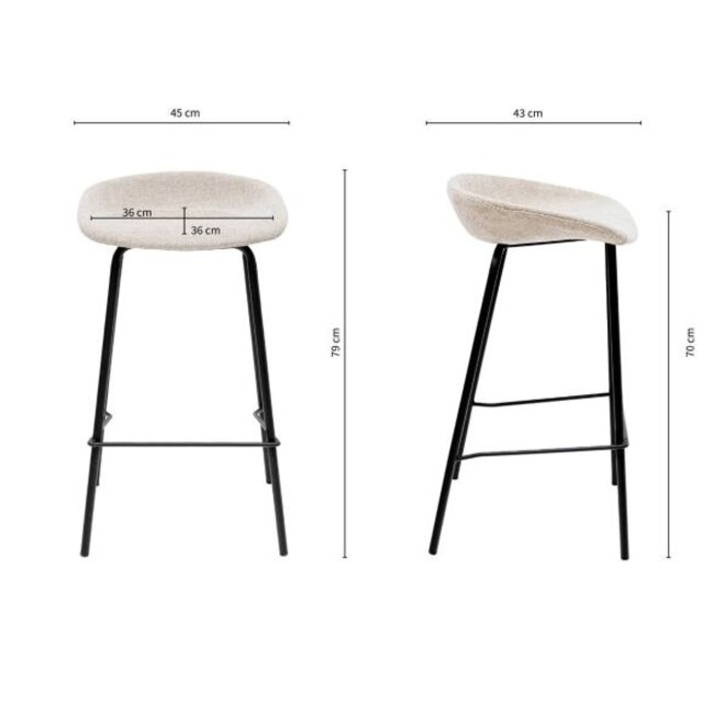 Kick Collection Barkruk Riga - Laag - Champagne