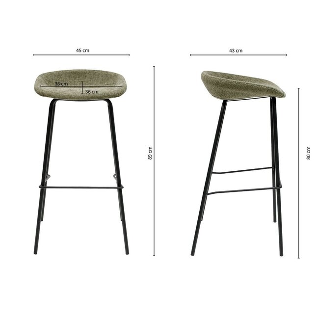 Kick Collection Barkruk Riga - Hoog - Groen