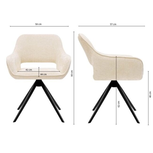 Kick Collection Eetkamerstoel -  Nori - Creme